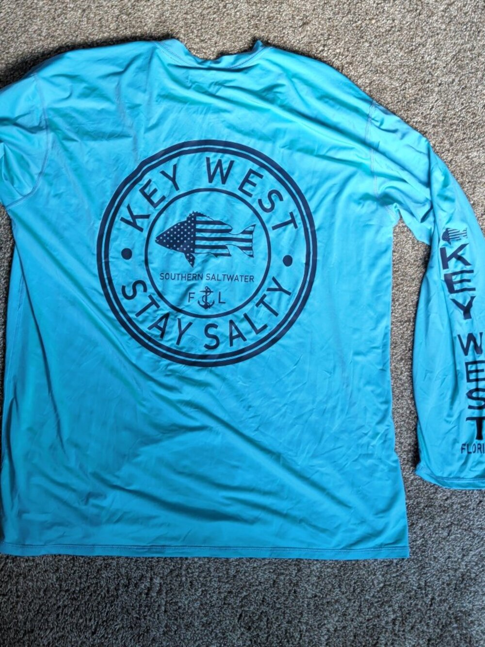 Sothern Saltwater Key West "Stay Salty" Size 2XL Blue Long Sleeve UV Protective